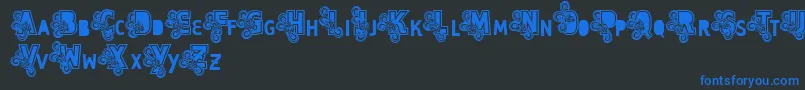 Vtks Caps Loco-Schriftart – Blaue Schriften auf schwarzem Hintergrund