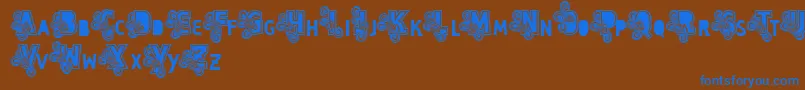 Шрифт Vtks Caps Loco – синие шрифты на коричневом фоне