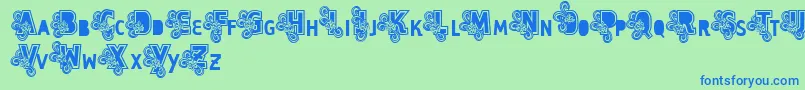 Vtks Caps Loco-Schriftart – Blaue Schriften auf grünem Hintergrund