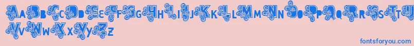 Шрифт Vtks Caps Loco – синие шрифты на розовом фоне
