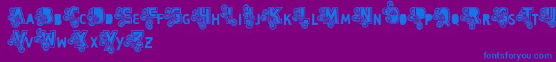 Vtks Caps Loco-Schriftart – Blaue Schriften auf violettem Hintergrund