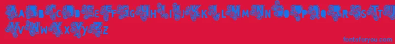 Vtks Caps Loco Font – Blue Fonts on Red Background