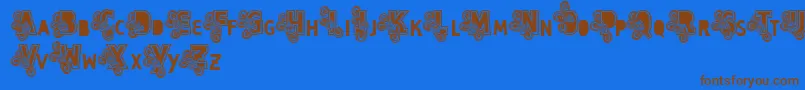 Vtks Caps Loco Font – Brown Fonts on Blue Background
