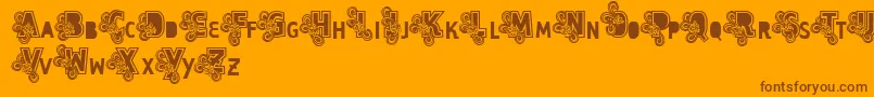 Vtks Caps Loco-Schriftart – Braune Schriften auf orangefarbenem Hintergrund
