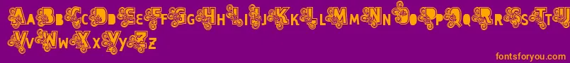 Vtks Caps Loco-Schriftart – Orangefarbene Schriften auf violettem Hintergrund