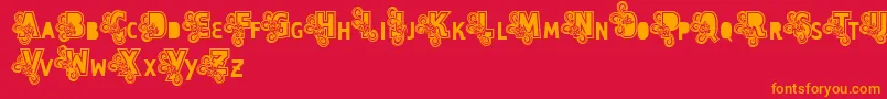 Vtks Caps Loco Font – Orange Fonts on Red Background
