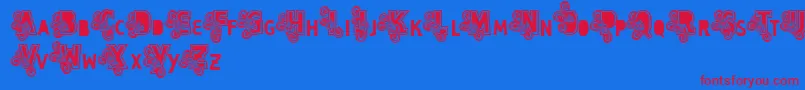 Vtks Caps Loco Font – Red Fonts on Blue Background