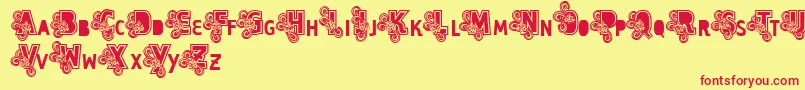 Vtks Caps Loco Font – Red Fonts on Yellow Background