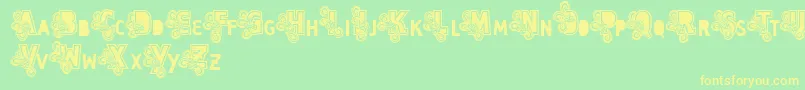 Шрифт Vtks Caps Loco – жёлтые шрифты на зелёном фоне