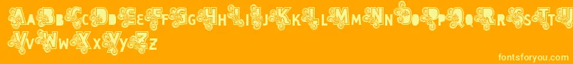 Vtks Caps Loco-Schriftart – Gelbe Schriften auf orangefarbenem Hintergrund