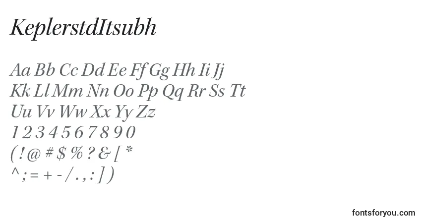 Шрифт KeplerstdItsubh – алфавит, цифры, специальные символы