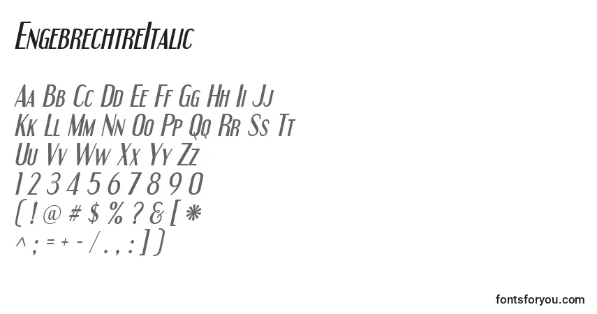 Шрифт EngebrechtreItalic – алфавит, цифры, специальные символы