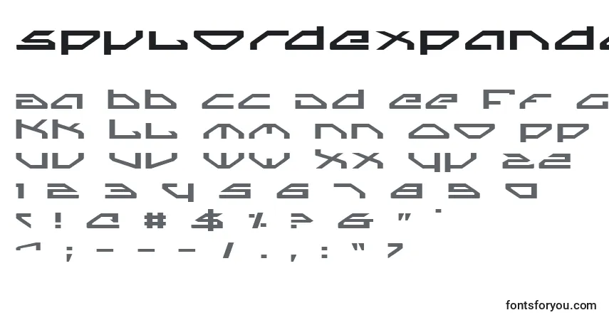 Schriftart SpylordExpanded – Alphabet, Zahlen, spezielle Symbole