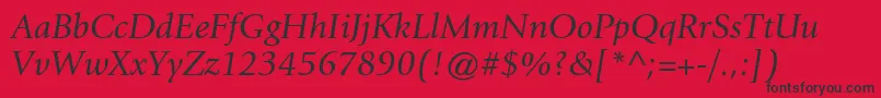 フォントGiovannistdBookitalic – 赤い背景に黒い文字
