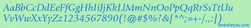 GiovannistdBookitalic Font – Blue Fonts on Green Background
