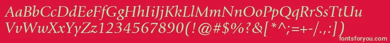 GiovannistdBookitalic Font – Green Fonts on Red Background