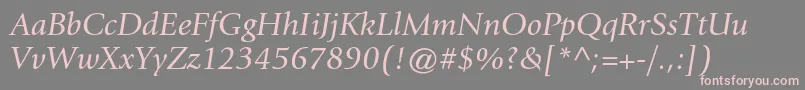 フォントGiovannistdBookitalic – 灰色の背景にピンクのフォント