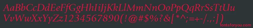 GiovannistdBookitalic Font – Red Fonts on Black Background