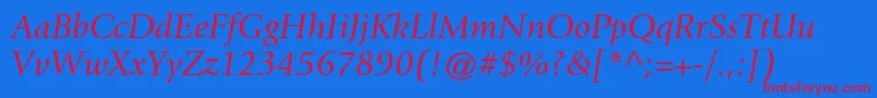 GiovannistdBookitalic Font – Red Fonts on Blue Background