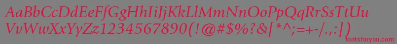 フォントGiovannistdBookitalic – 赤い文字の灰色の背景