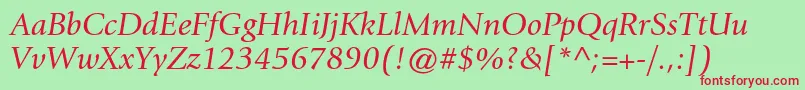GiovannistdBookitalic Font – Red Fonts on Green Background