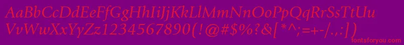 GiovannistdBookitalic Font – Red Fonts on Purple Background