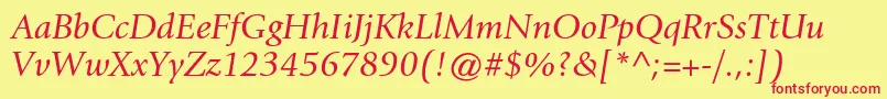 GiovannistdBookitalic Font – Red Fonts on Yellow Background
