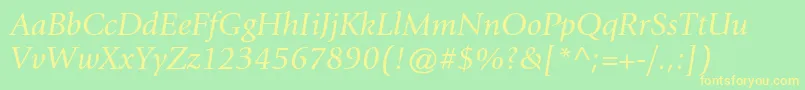 GiovannistdBookitalic Font – Yellow Fonts on Green Background