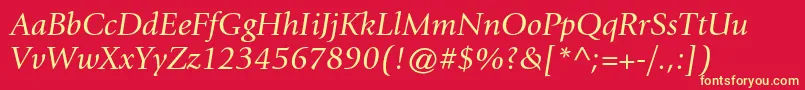 GiovannistdBookitalic Font – Yellow Fonts on Red Background