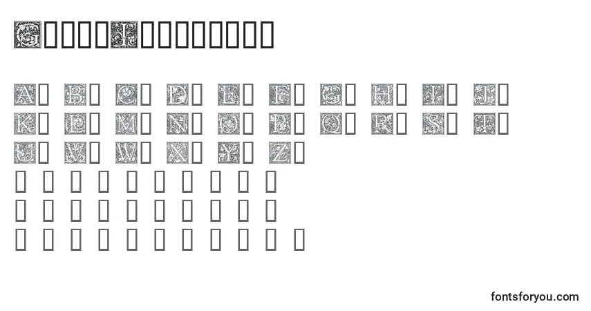 Шрифт GoudyInitialen – алфавит, цифры, специальные символы