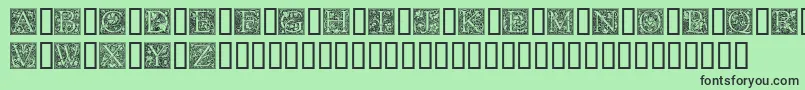 GoudyInitialen-fontti – mustat fontit vihreällä taustalla