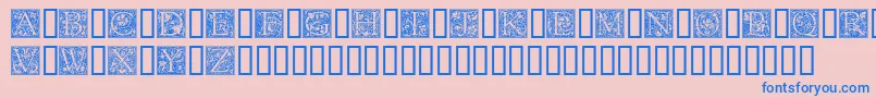 GoudyInitialen-Schriftart – Blaue Schriften auf rosa Hintergrund