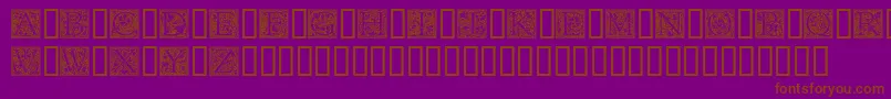フォントGoudyInitialen – 紫色の背景に茶色のフォント