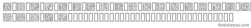 GoudyInitialen-fontti – harmaat kirjasimet valkoisella taustalla