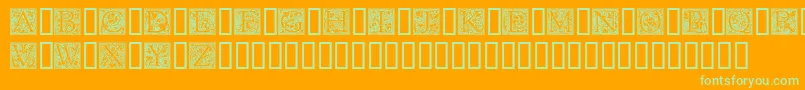 GoudyInitialen-Schriftart – Grüne Schriften auf orangefarbenem Hintergrund