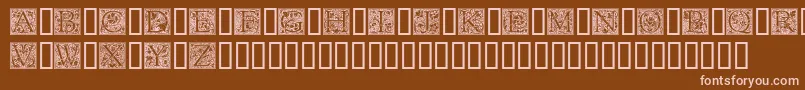 GoudyInitialen-fontti – vaaleanpunaiset fontit ruskealla taustalla