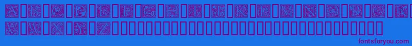 フォントGoudyInitialen – 紫色のフォント、青い背景