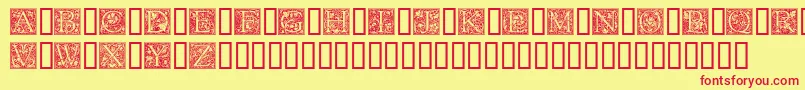 フォントGoudyInitialen – 赤い文字の黄色い背景