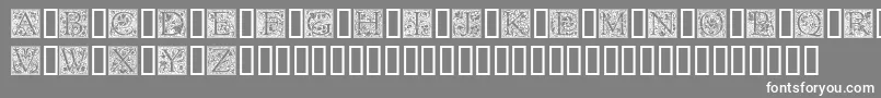 GoudyInitialen-fontti – valkoiset fontit harmaalla taustalla
