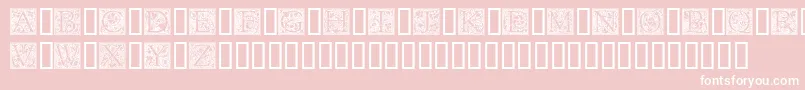 GoudyInitialen-fontti – valkoiset fontit vaaleanpunaisella taustalla