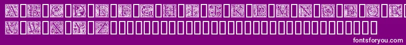 フォントGoudyInitialen – 紫の背景に白い文字