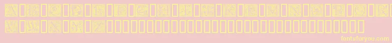 Fonte GoudyInitialen – fontes amarelas em um fundo rosa