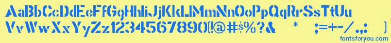 Stencilgothic Font – Blue Fonts on Yellow Background