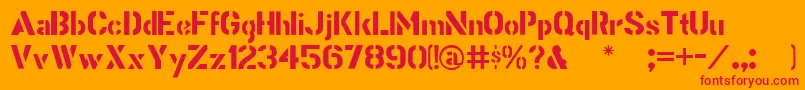 Stencilgothic-Schriftart – Rote Schriften auf orangefarbenem Hintergrund