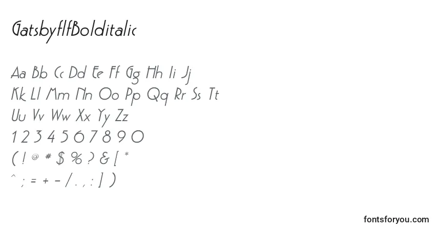 Schriftart GatsbyflfBolditalic – Alphabet, Zahlen, spezielle Symbole
