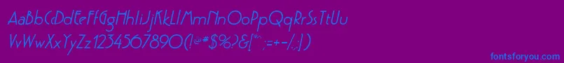 Шрифт GatsbyflfBolditalic – синие шрифты на фиолетовом фоне