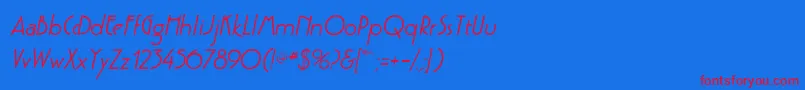 フォントGatsbyflfBolditalic – 赤い文字の青い背景