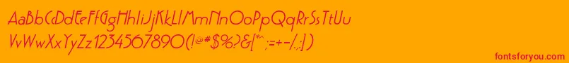 フォントGatsbyflfBolditalic – オレンジの背景に赤い文字