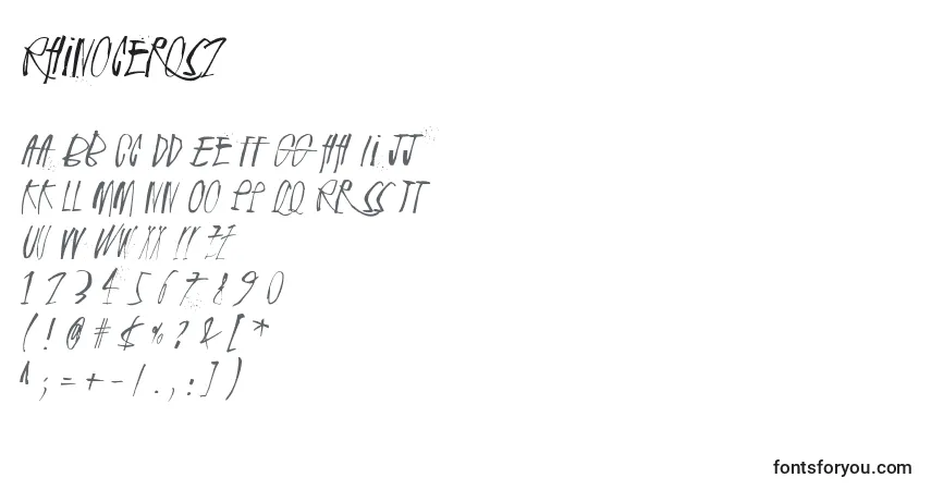 Шрифт Rhinoceros2 – алфавит, цифры, специальные символы