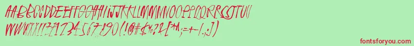 Rhinoceros2-fontti – punaiset fontit vihreällä taustalla